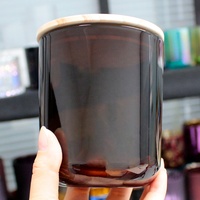 FENGJUN recipiente de lujo 12 oz 16 oz vaso arco inferior gran logotipo personalizado vela vacío ámbar tarro de vidrio con tapa