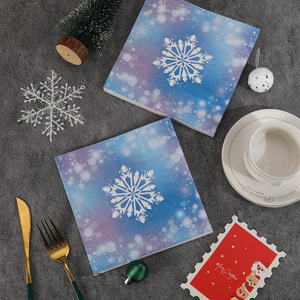 Winter Snowflake Paper Napkins 330mmx330mm Double Layer Printed Christmas Party Use - Product Image 1