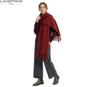 Écharpe pour femme Landfond, nouvelle collection coréenne à motif <span class=keywords><strong>pied</strong></span>-<span class=keywords><strong>de</strong></span>-<span class=keywords><strong>poule</strong></span>, châle long <span class=keywords><strong>de</strong></span> luxe en polyester respirant imprimé, étole chaude pour l'hiver - Product Image 2