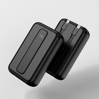 Batterie externe 20000mAh PD 20W à charge rapide avec ports Type-C intégrés et câbles, affichage LED, chargeur rapide 2-en-1