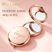 BUYWAY Özel Logo Baskılı Yuvarlak Metal Kompakt Ayna Çift Taraflı Kurumsal Promosyon Hediyesi Toplu OEM İşlemeli İş Hatırası