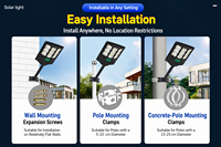 Lampe solaire LED IP65 pour extérieur, idéale pour la maison, la cour, la rue ; avec télécommande intelligente et détecteur de mouvement, fixation murale