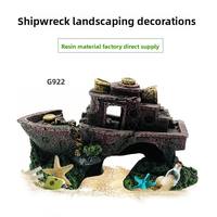 Décorations paysagères écologiques en résine pour aquarium, motif bateau à voile et naufrage, pour poissons et crevettes, 80 par boîte