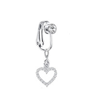 Nouveau piercing de nombril en zircon, bijou corporel avec barre de 6 mm de longueur et 10 mm, bijoux en alliage et cristal avec clips d'oreille