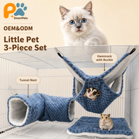 Hamac double couche pour petauh, tunnel cachette pour furet, hamster, cochon d'Inde, tapis pour petits animaux, ensemble combiné tapis de cage en polyester à motif floral