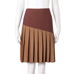 custom knit skirt midi A line pleated versatile stretch high waist women skirt