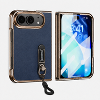 Funda de Teléfono con Textura de Cuero Retro para iPhone 18 Fold, Funda Protectora Anticaídas con Correa de Mano, Funda para iPhone 18 Fold con Protector de Pantalla