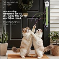 Mainan Kucing Otomatis Penuh, Bola Terbang ABS yang Dipasang di Pintu, Mainan Interaktif untuk Hewan Peliharaan