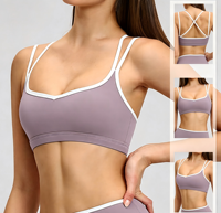 Sport Bra Naked Feeling, Tank Top Olahraga Cepat Kering dengan Tali Silang di Belakang, Sport Bra Atletik Ketat untuk Lari dan Fitness