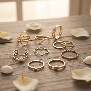 Vendita calda di tendenza di moda in acciaio inox oro coppia anelli elegante semplice Design Vintage apertura regolabile per le donne all'ingrosso - Product Image 3