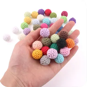 20ミリメートルNatural Wooden Teether Crochet Round Wood Beads Colour Mix BallためBaby Teething DIY Mini Crochet Bead