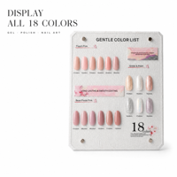 Présentoir à 18 compartiments pour vernis à ongles en acrylique, nuancier de couleurs pêche, rose pâle, rose pâte, pailleté, nacré pour salon