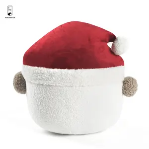 Kerstvakantie Lange Neus Witte Sneeuwpop Hoofd Met Rode Hoed Ultra Zacht Pluche Kussen Voor Interieur