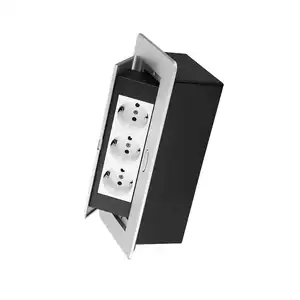 OSWELL Plate Slow UP 3 Power EU White Socket Table Desktop Outlet Silver Cover