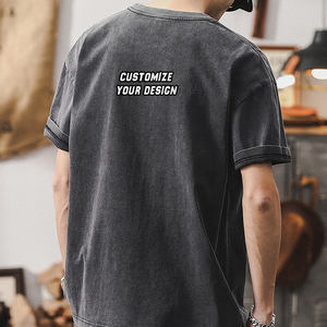 250G Tshirt Heavyweight Acid Wash Vintage Solid <strong>T</strong>-<strong>Shirt</strong> for Men <strong>Custom</strong> Logo OversizedT <strong>shirt</strong> Cotton/Bamboo Fiber Short - Product Image 2