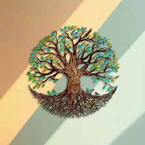 Décoration <span class=keywords><strong>murale</strong></span> en métal colorée <span class=keywords><strong>de</strong></span> style Art déco, <span class=keywords><strong>Arbre</strong></span> <span class=keywords><strong>de</strong></span> <span class=keywords><strong>vie</strong></span>, pour la maison, le jardin et la cour, décoration <span class=keywords><strong>murale</strong></span> européenne et américaine - Product Image 6