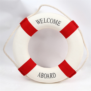 Boya salvavidas de estilo náutico, decoración de pared, rojo y azul, hogar, Playa marina, objeto decorativo de bienvenida para sala de estar - Product Image 4