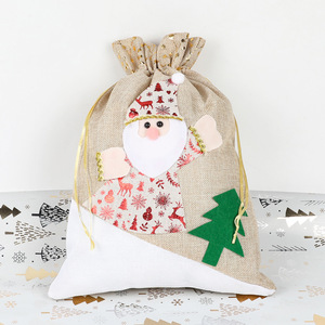 Sac cadeau de Noël en coton écologique avec cordon de serrage OEM, de qualité supérieure, pour le rangement de bonbons de Noël - Product Image 3