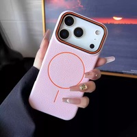 Étui de téléphone portable en TPU à motif litchi avec anneau magnétique, aspect cuir mat, pour iPhone 17 Pro, 16 Pro, 15 Pro, 15 Plus, 14 Pro, 14 Plus