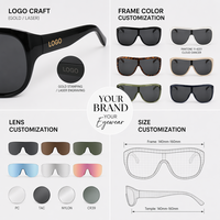 Lunettes de soleil Finewell rétro carrées avec logo personnalisé, protection UV400, montures TR90 surdimensionnées de marque de luxe, branches CP, pour femmes et hommes