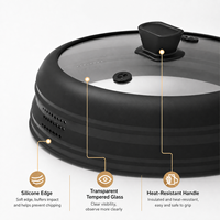 Couvercle de casserole en silicone de qualité alimentaire pliable multi-usages, couvercle universel pour ustensiles de cuisine en verre, résistant à la chaleur, protection contre les éclaboussures au micro-ondes