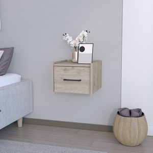 Floating Nightstand Calion <b>Light</b> Gray Bedroom Storage Cabinet - Product Image 4
