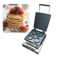 Nouvelle conception, machine à crêpes commerciale 2800W, machine à gaufres double numérique à 5 trous avec plaque remplaçable