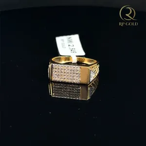 Luxury gold <b>mens</b> <b>ring</b> with rectangular diamond cluster design bold statement band elegant modern jewelry for special occasions - Product Image 3