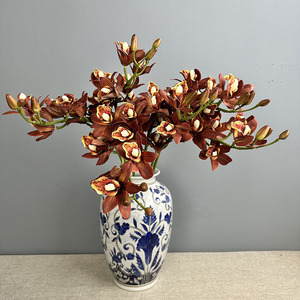 Piante Artificiali, Bouquet di Cymbidium per Decorazione Ufficio e Giardino, Arredamento Casa, Fiori Artificiali Personalizzabili - Product Image 4