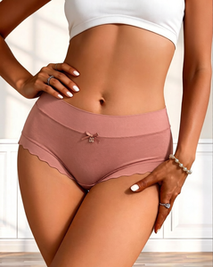 Slip Donna a Vita Alta Senza Cuciture con Orlo Ondulato e Fiocco Decorativo, Sexy, Sottile, Traspirante ed Elastico per Uso Quotidiano - Product Image 3