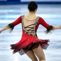 Robe de patinage artistique dégradé rouge et noir, manches 3/4 à plumes, costume de compétition avec strass, personnalisable pour enfants, adolescents et adultes, OEM