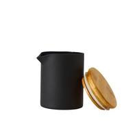 Bougie et récipient de massage de qualité alimentaire en verre noir givré transparent de 200ml résistant à la chaleur avec bec verseur et couvercle en bambou Logo personnalisé