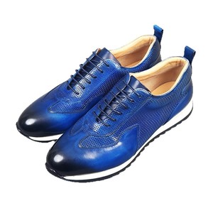 Baskets rétro en cuir pour hommes, bout rond, à lacets, respirantes, chaussures de marche, tige en cuir de vache, semelle en caoutchouc, couleur unie - Product Image 5