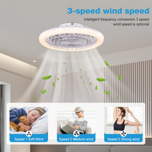 Plafonnier LED avec ventilateur IPX0, type de montage Flash, petite taille 13 pouces, style simple, pour chambre à coucher intérieure, W25004, Lampe ventilateur W25004 - Product Image 4