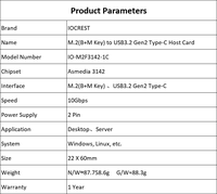 Carte d'extension USB 3.2 Gen2 Type-C M.2 B+M Key 10 Gbit/s, carte adaptateur convertisseur PCIe pour carte mère de bureau, en stock