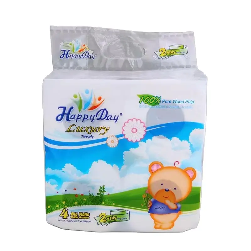 Tùy chỉnh 2ply 10*10cm 600Sheets 4 rolls/túi giấy vệ sinh mạnh mẽ mềm Jumbo lớn nhà vệ sinh phòng tắm vệ sinh giấy vệ sinh cuộn mô