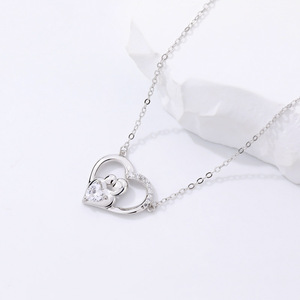 S925 sterling silver amore materno cuore <span class=keywords><strong>collana</strong></span> di zirconi per la festa della mamma - Product Image 2