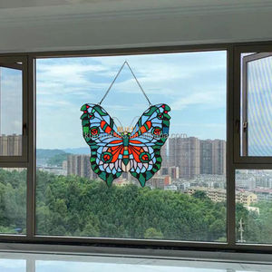Butterfly Design 30 CM Diameter Solid China Stained Glass Church <b>Window</b> Panel Curtain Wall Dining Gym Hotel Bedroom Sun <b>Lighting</b> - Product Image 2