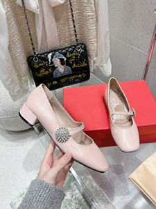 Zapatos de Tacón Bajo Grueso con Hebilla de Diamantes de Imitación y Punta Cuadrada Estilo Mary Jane de Cuero Negro para Mujer - Product Image 3