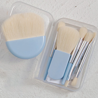 Lot de 6 mini pinceaux plats portables ultra doux en nylon pour poudre, fond de teint, fard à joues, estompage, eye-liner et fard à paupières