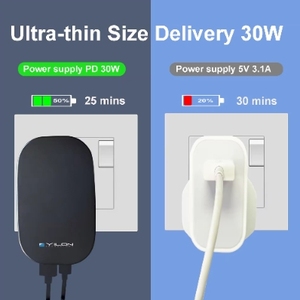 Hot verkopende product 2025 Slim Fast reisopladers & -adapters, 20W opvouwbare UK-stekker dubbele poort platte wandlader voor mobiele telefoon - Product Image 5