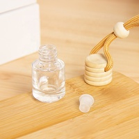 4.8ml Mini Cylindre Voiture Longe Bouteille De Parfum De Voiture Désodorisant Diffuseur Suspendu Bouteille En Verre Parfum Pendentif Avec Bouchon En Bois