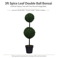 Arbre topiaire artificiel à double boule de 91 cm en buis, plante en pot pour la décoration intérieure de la maison et du bureau, pour Thanksgiving et les mariages