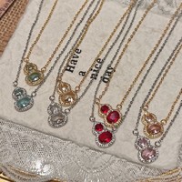 " Collier Gourd de la Fortune Super Éblouissant en Cristal Bleu Ciel, Pendentif en Pierre Précieuse pour Femme, Chaîne de Clavicule