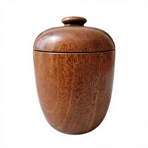 Wooden <b>Storage</b> <b>Jar</b> with Wooden Lid Cylinder Shape Classic Design 250ml Eco-Friendly Durable Air Tight Container <b>for</b> <b>Kitchen</b> Use - Product Image 4