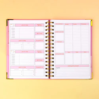Agenda spirale relié, couverture rigide, planificateur hebdomadaire et quotidien, carnet avec protège-coins métalliques, agenda non daté pour étudiant