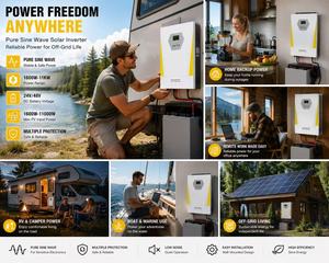 อินเวอร์เตอร์พลังงานแสงอาทิตย์ความถี่สูง24โวลต์/48โวลต์3KW 3.6KW 11KW 6.2KW 30-500VDC โวลต์โวลต์โวลต์150A 100A 80A ชาร์จพลังงานแสงอาทิตย์สำหรับนอกกริด - Product Image 4