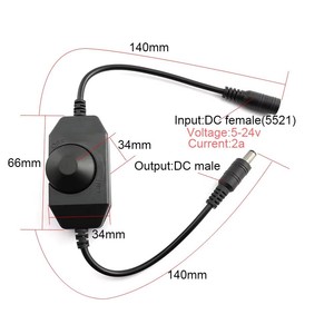 Led <b>Dimmer</b> Switch 12V 24V Dc Rotary Adjustable For Led Strip Light Single Color Plastic Manual Control 8A Output - Product Image 2