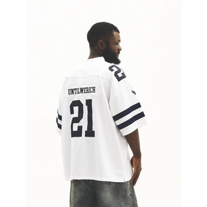 Maillot de football américain personnalisé à motif lettres, style hip-hop, manches courtes, séchage rapide, respirant, en maille 100 % polyester, coupe ample - Product Image 3