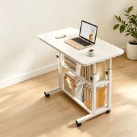 Table de chevet simple en métal, bureau réglable en hauteur, station de travail de lecture, tableau d'écriture, étagère de rangement mobile, roulettes pivotantes